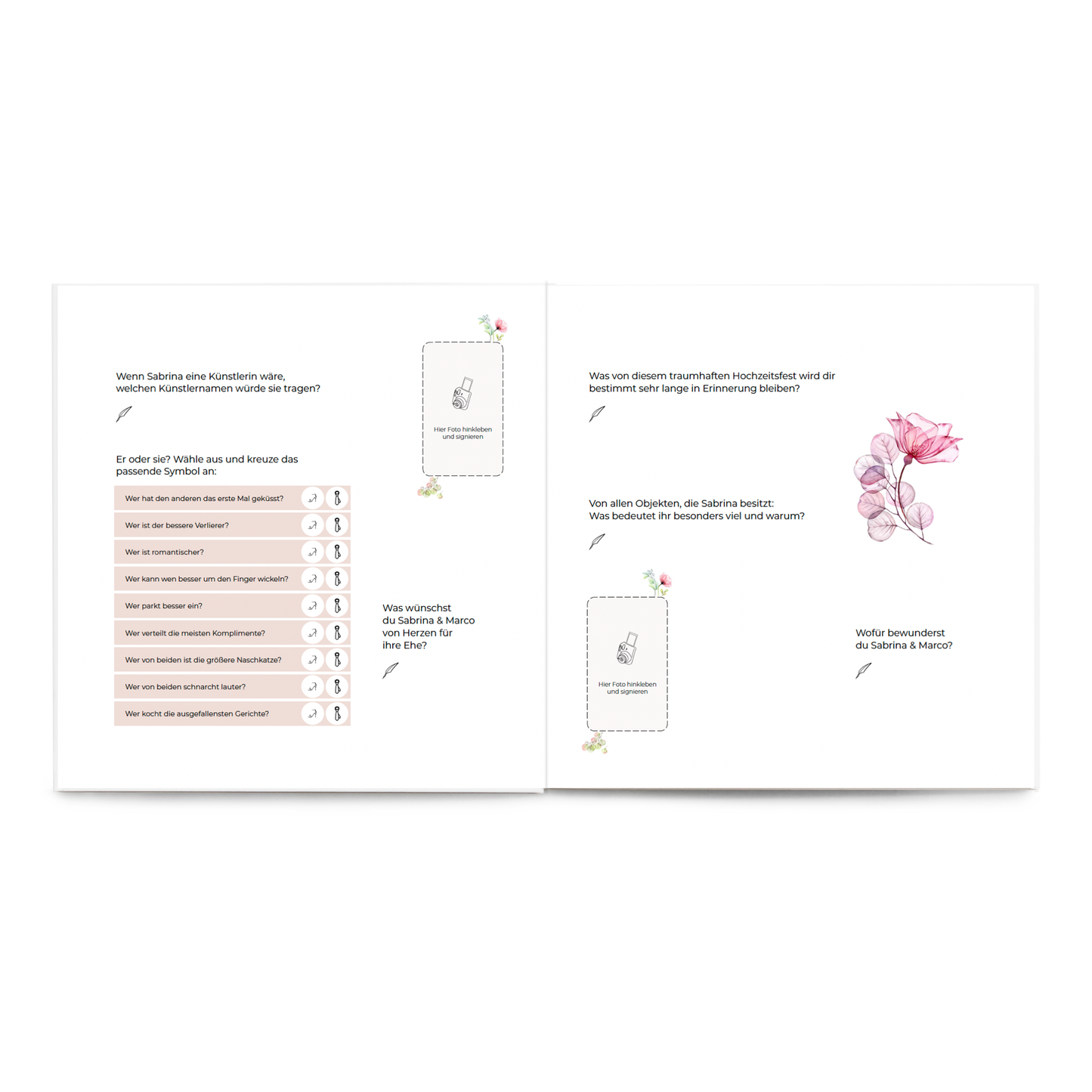 Hochzeit Gästebuch Dreamy Petals