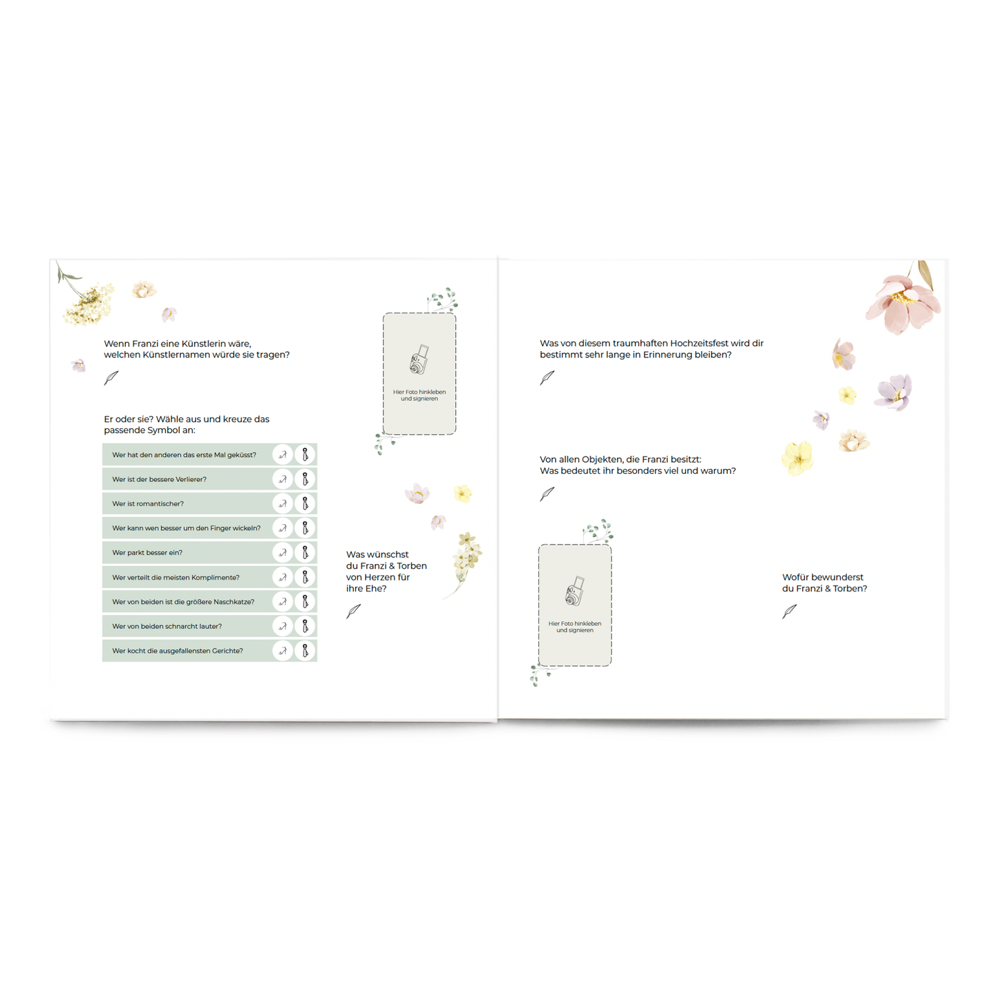 Gästebuch mit lustigen Fragen und Rätseln